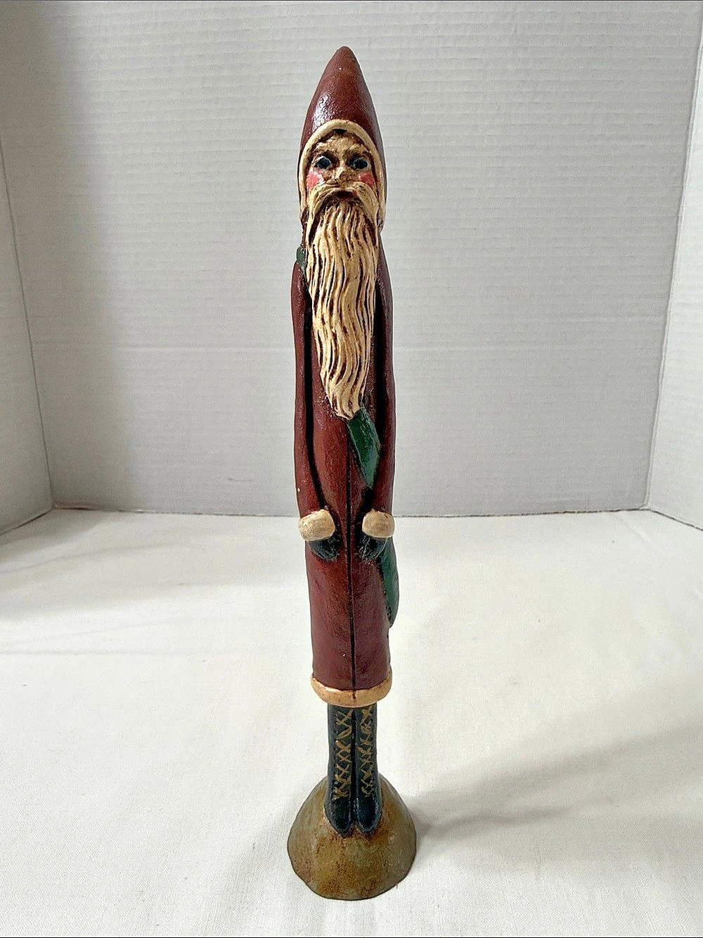 Vtg 1990 Jim Shore Pencil Santa with Sack Figurine Early Folk Art Signed 10”